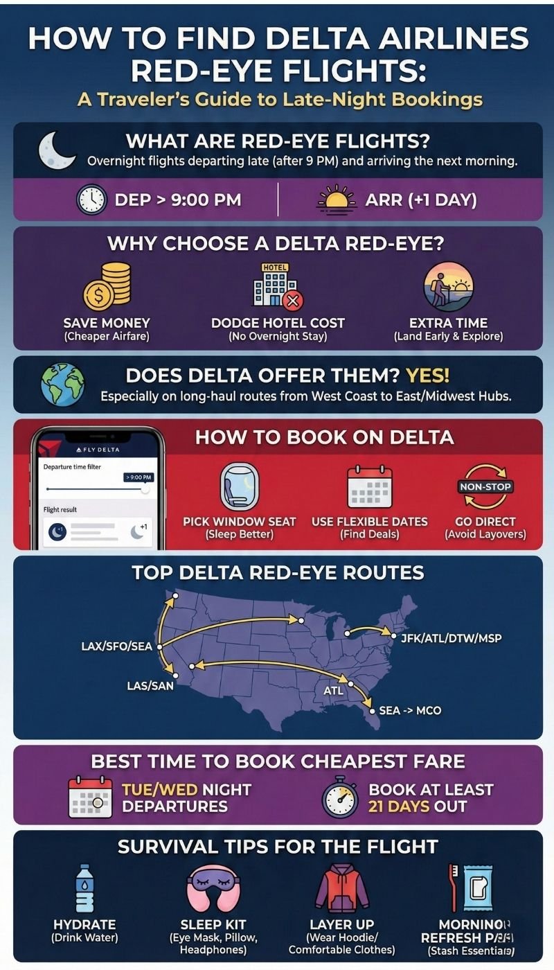Delta Airlines Red-Eye Flight