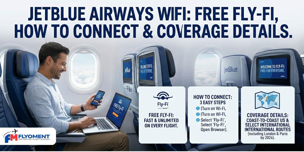 Read more about the article Jetblue Airways Wifi: Free Fly-Fi, How to Connect & Coverage Details