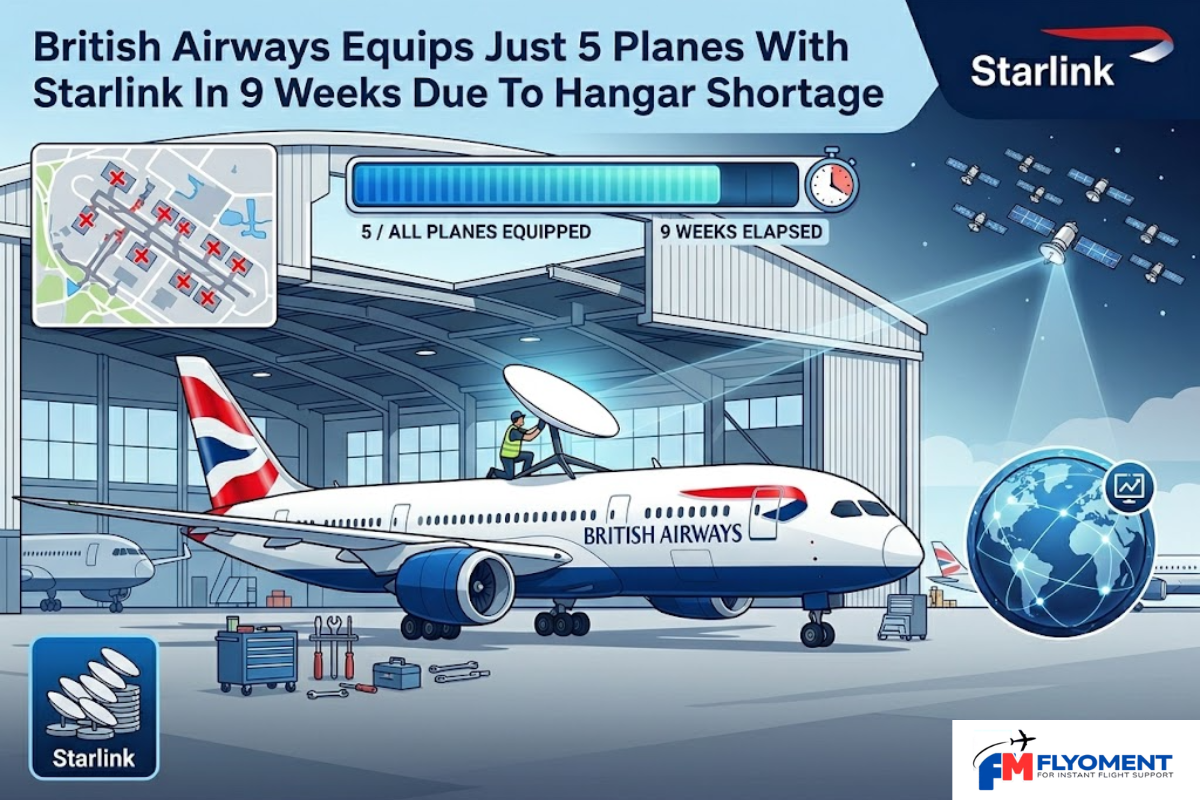 Read more about the article British Airways Equips Just 5 Planes With Starlink In 9 Weeks Due To Hangar Shortage