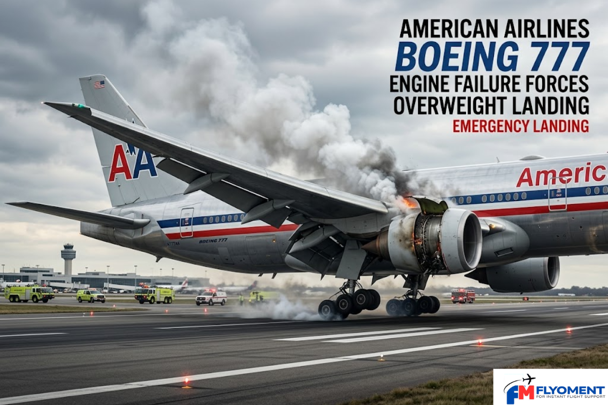 You are currently viewing American Airlines Boeing 777 Engine Failure Forces Overweight Landing