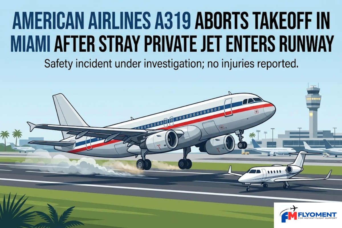 Read more about the article American Airlines A319 Aborts Miami Takeoff A 3rd Of A Mile Of Stray Private Jet 